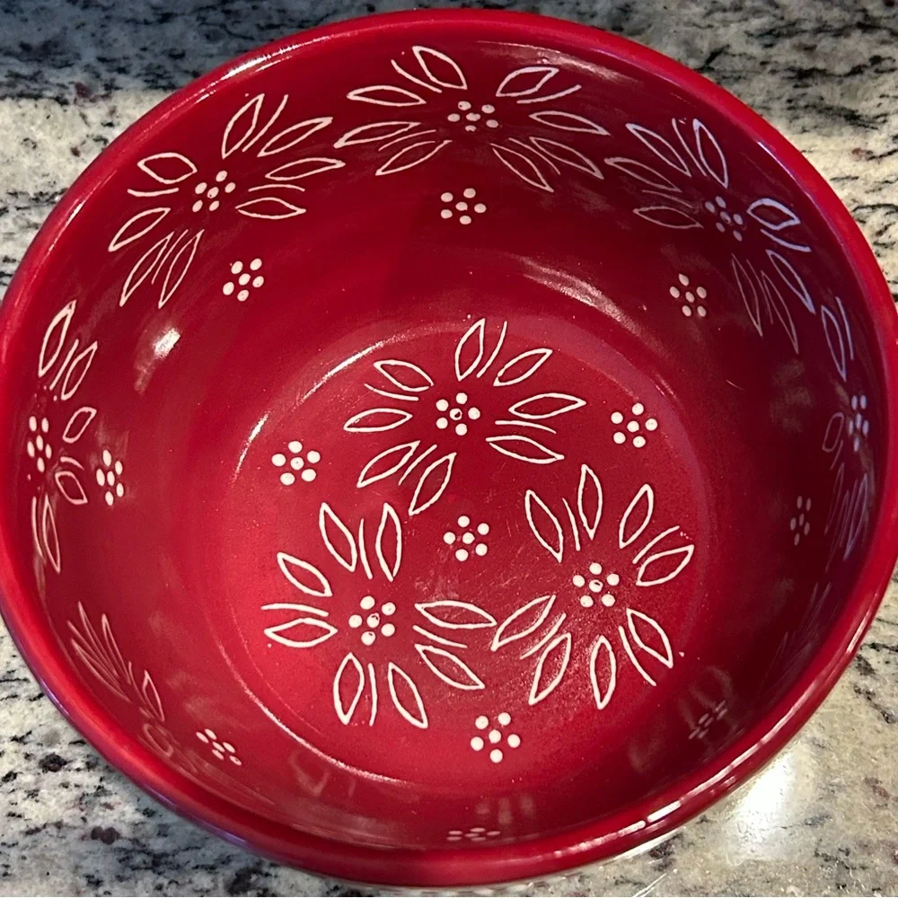 Temptations Old World Cranberry Basket Weave Bake Cook Serve Bowls 1 Q & 1.5 Q